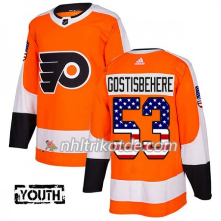 Philadelphia Flyers Trikot Shayne Gostisbehere 53 Adidas 2017-2018 Orange USA Flag Fashion Authentic - Kinder